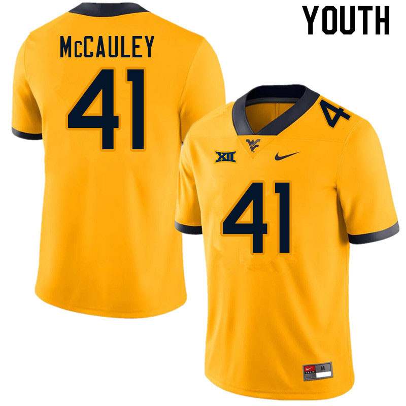 Youth #41 Jax McCauley West Virginia Mountaineers College Football Jerseys Sale-Gold - Click Image to Close